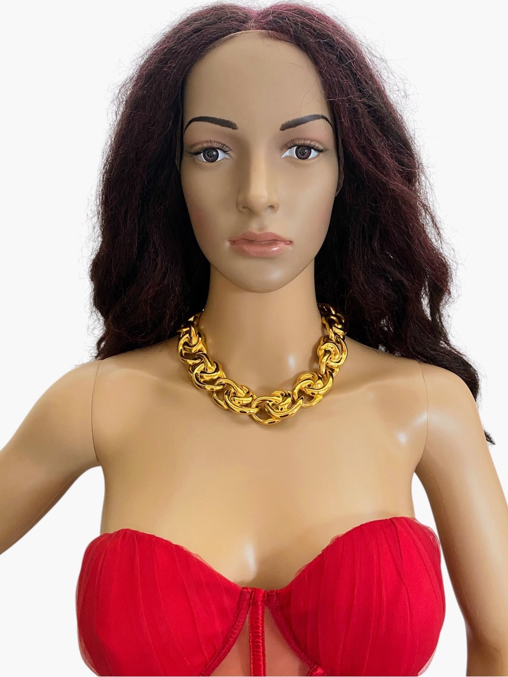 VTG Anne Klein gold tone chunky link necklace
